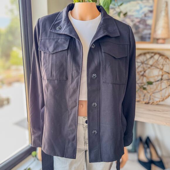 White House Black Market, Belted Safari Jacket in Black, Women’s Size Medium - Picture 6 of 11